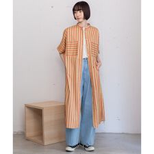 ストライプアウトポケットシャツワンピース