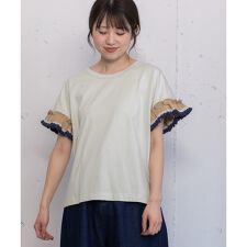 ニットフリル袖Tシャツ