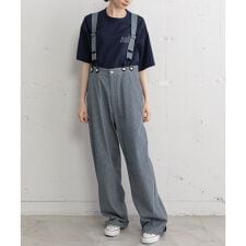 サスペンダー付きストレートパンツ