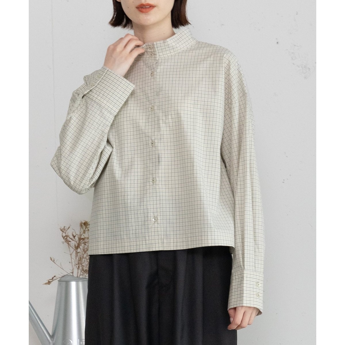 スタンドカラークロップドシャツ | プードゥドゥ(POU DOU DOU