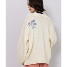 バックロゴ刺繍ルーズカーディガン