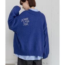 バックロゴ刺繍ルーズカーディガン