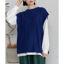 2wayケーブルニットベスト×ロンTセット