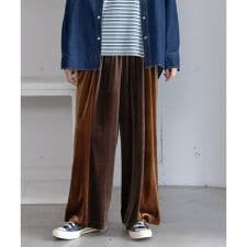 切り替えベロアパンツ