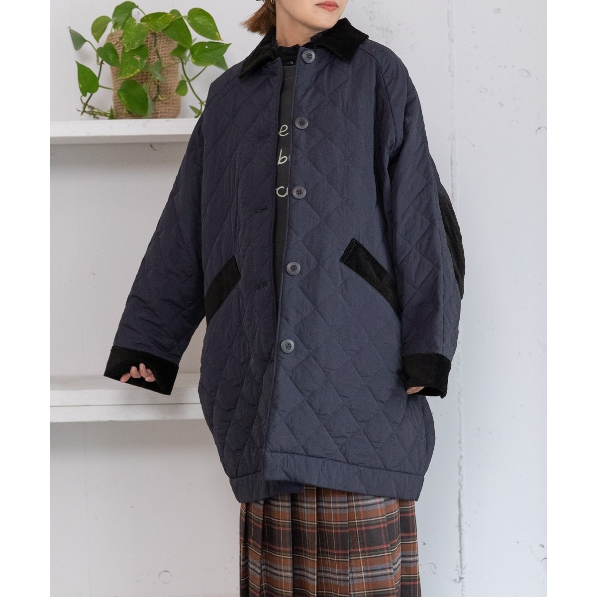 新品タグ付き♡DOORS FORK&SPOONバルカラーミドルコート✽navy FORK&SPOON（フォークアンドスプーン）の「FORK&SPOON バルカラー