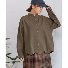 2way裾スカラップ長袖ブラウス