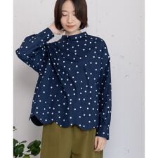 2way裾スカラップ長袖ブラウス