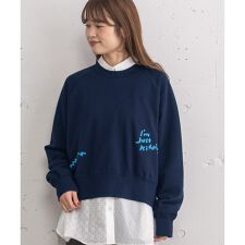 ロゴ刺繍ラグラン裏毛プルオーバー