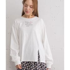 スリットデザインロゴ刺繍ロンT
