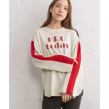 HRUプリント袖ライン裏毛プルオーバー