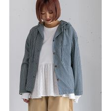 ダブルカラーフーディシャツ