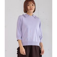 フリル衿ニットプルオーバー