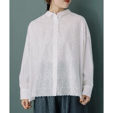 裾スカラップ刺繍ブラウス