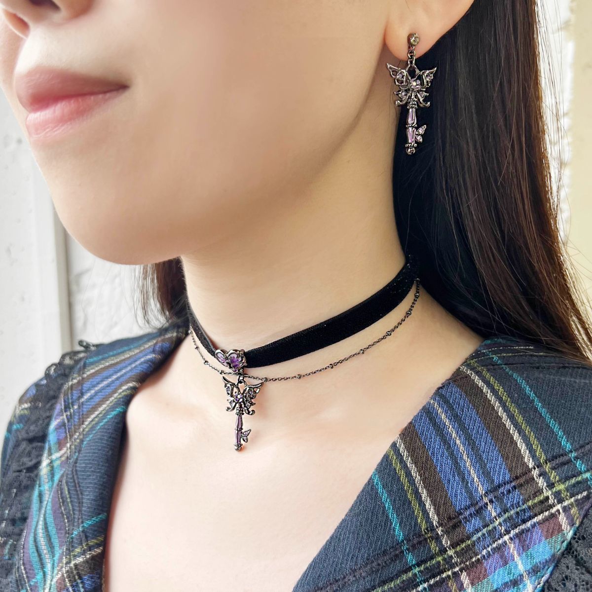 【ANNA SUI】バタフライ鍵モチーフ チョーカーネックレス ANNA SUI｜バタフライ鍵モチーフ チョーカーネックレス