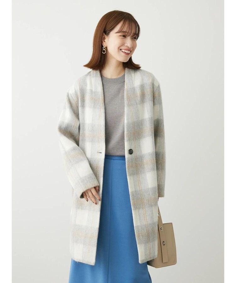 コクーンシルエットチェックシャギーコート | グリーンパークス(Green