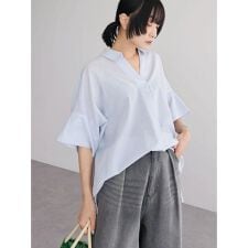 綿麻混スキッパーシャツ