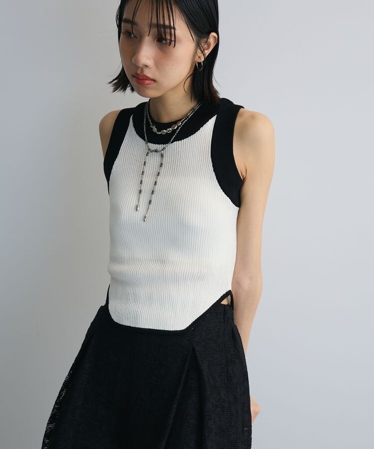 デザインヘム配色ニットタンクトップ | アンリエットミュゼ