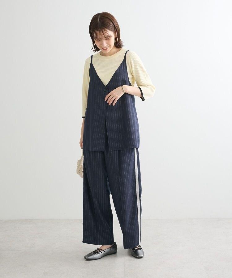 ラメピンストライプサイドラインパンツ | グリーンパークス(Green