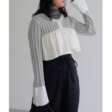 2WAY ラッフル切替ニットトップス