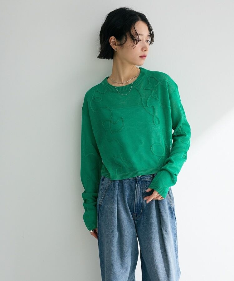 ANDSEARCH コード刺繍シアーニット | グリーンパークス(Green Parks