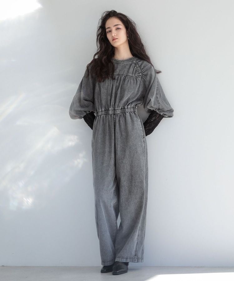セール】GATHERED V NECK LIGHT オールインワン（つなぎ