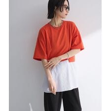 裾タックミニ裏毛シャツドッキングチュニック