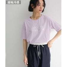 箔プリントフェミニンロゴTシャツ
