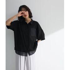 裾レイヤードショートスリーブシャツ
