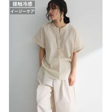 綿麻混フレンチスリーブスキッパーシャツ