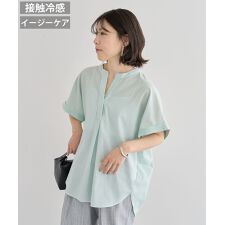 綿麻混フレンチスリーブスキッパーシャツ
