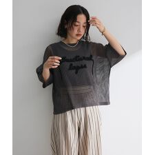 テープロゴ透かしニットプルオーバー