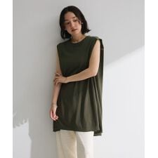 配色ステッチノースリーブチュニック