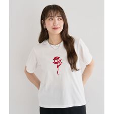 ・DOUBLE FLAGS ローズチェーン刺繍TEE