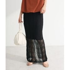 透かし柄ニットレースIラインスカート