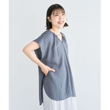 ドロストネックフレンチスリーブブラウス