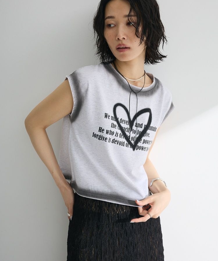 ひ♡ページ FREAK'S STORE/ワンポイントハート刺繍 ボーダーリンガーTシャツ