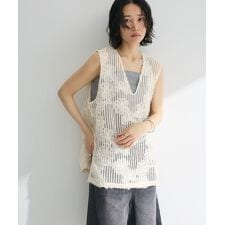 テープ刺繍レースベスト