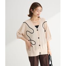 刺繍コードVネックカーディガン