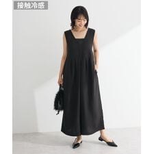 接触冷感麻調ゆったりサロペット