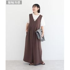 接触冷感麻調ゆったりサロペット
