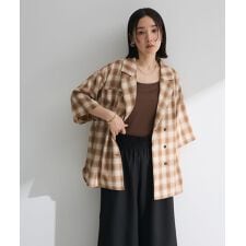 チェック5分袖ジャケット