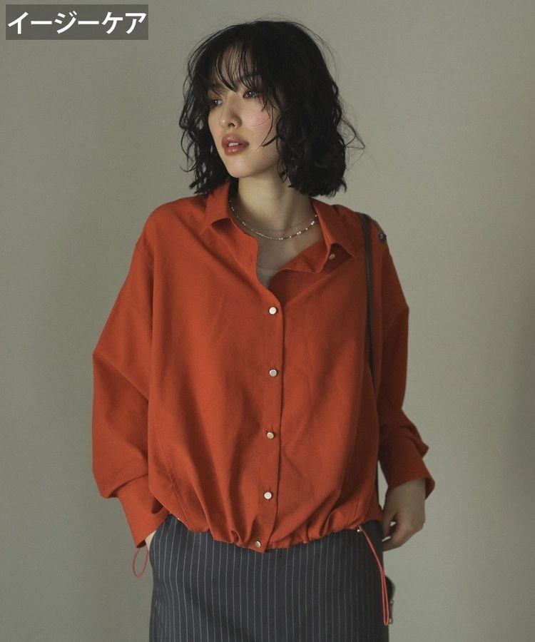 オリーブグリーン ボタンアップシャツ リラックスラグランスリーブシャツ＜グリーンイエロー＞(XS