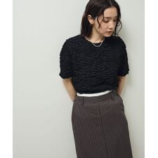 表面感カット5分袖プルオーバー