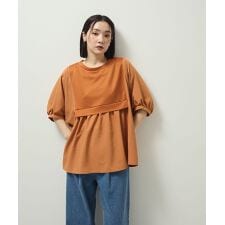 ベスト風7分袖ドッキングプルオーバー