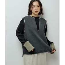 グリーンパークス(Green Parks)のフリンジ付きデニムベスト