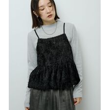 表面感ベロアバルーンキャミビスチェ