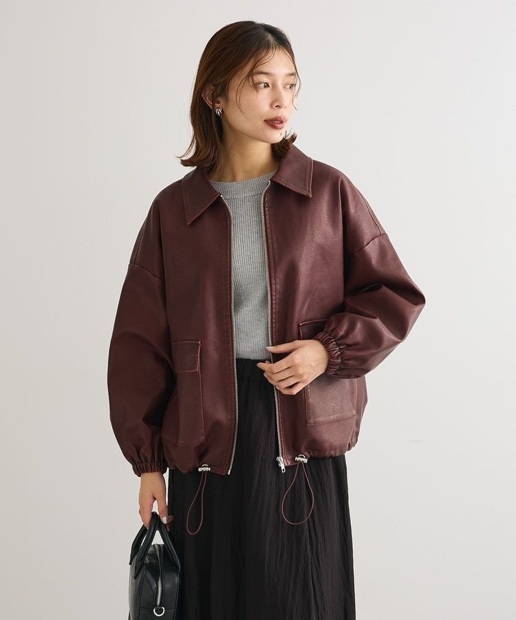 新品　ETRE TOKYO フェイクレザーオーバーサイズブルゾン ブラウンS フェイクレザーオーバーサイズブルゾン（ブルゾン）｜ETRE TOKYO