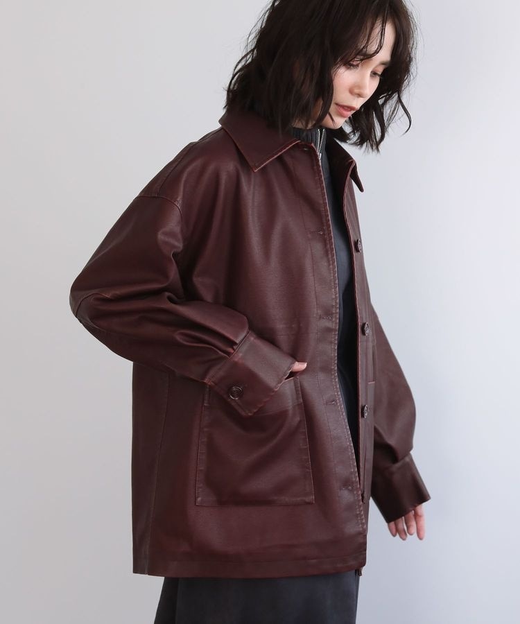 新品　ETRE TOKYO フェイクレザーオーバーサイズブルゾン ブラウンS フェイクレザーオーバーサイズブルゾン（ブルゾン）｜ETRE TOKYO