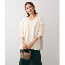 異素材切替ニットチュニック