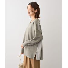グリーンパークス(Green Parks)の異素材切替ニットチュニック